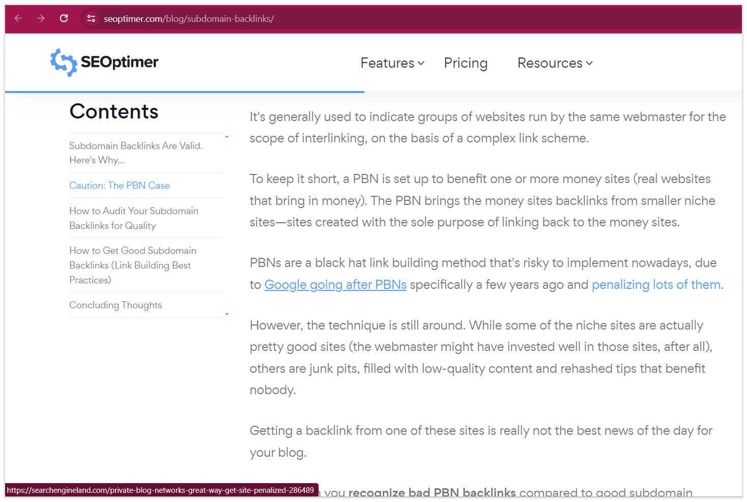 Subdomain SEOptimer